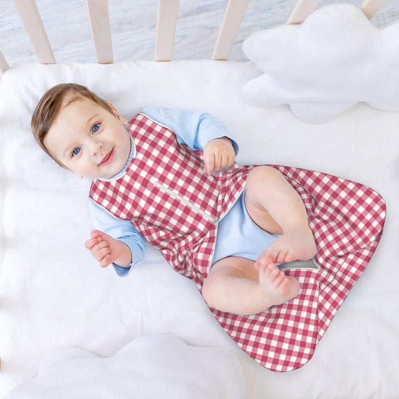 Classic Red Gingham Plaid Pattern Baby Wearable Blanket Infant Boys Girls Sleeping Bags for Newborn Large - Image 3