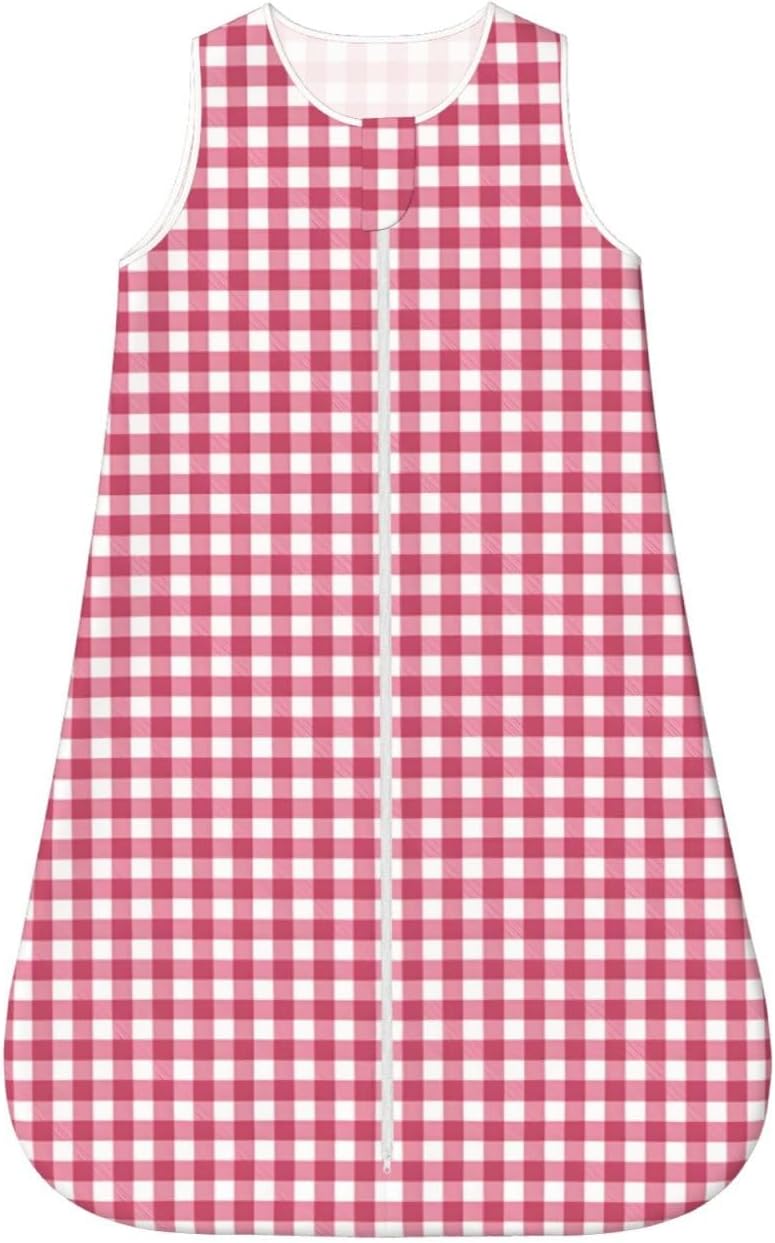 Classic Red Gingham Plaid Pattern Baby Wearable Blanket Infant Boys Girls Sleeping Bags for Newborn Large - Image 1