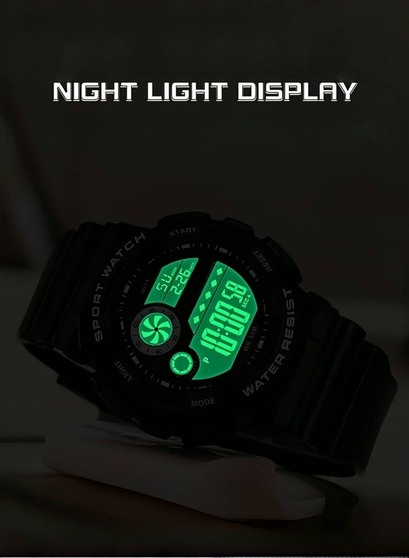 CHU DAI Men's Sports Watch, Digital Outdoor Sports Electronic Watch, Large Dual Display Waterproof Tactical Watches - Image 4