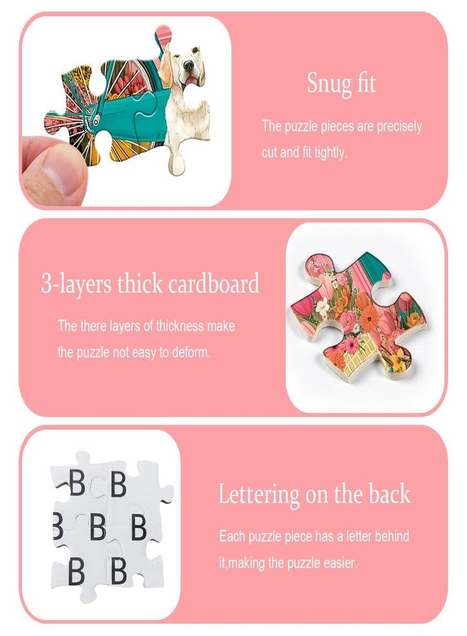 PICKFORU أحجية زهور الربيع للكبار من PICKFORU، 1000 قطعة، أحجية نباتات الحدائق والزهور الطبيعية، تحدي الحيوانات (كلاب وقطط) للكبار - Image 2