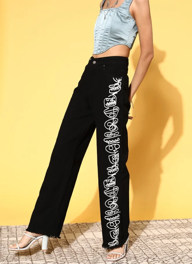 ساسافراس Classic Black High-Rise Regular Fit Jeans for Women