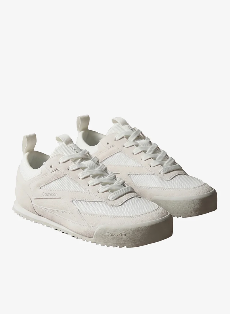 Calvin Klein Triple Bright White Low-Profile Suede Sneakers for Men | Best Price UAE