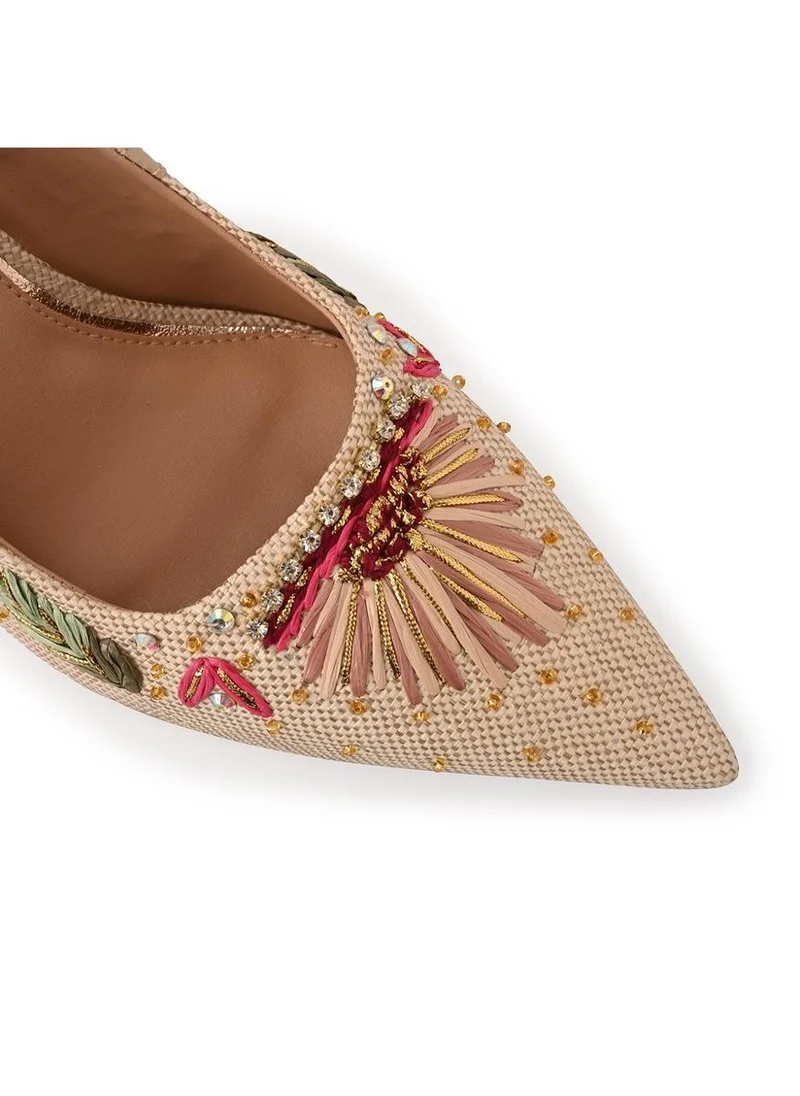 Carmen Steffens  Hazelnut Embroidered Pump for Women | Best Price UAE