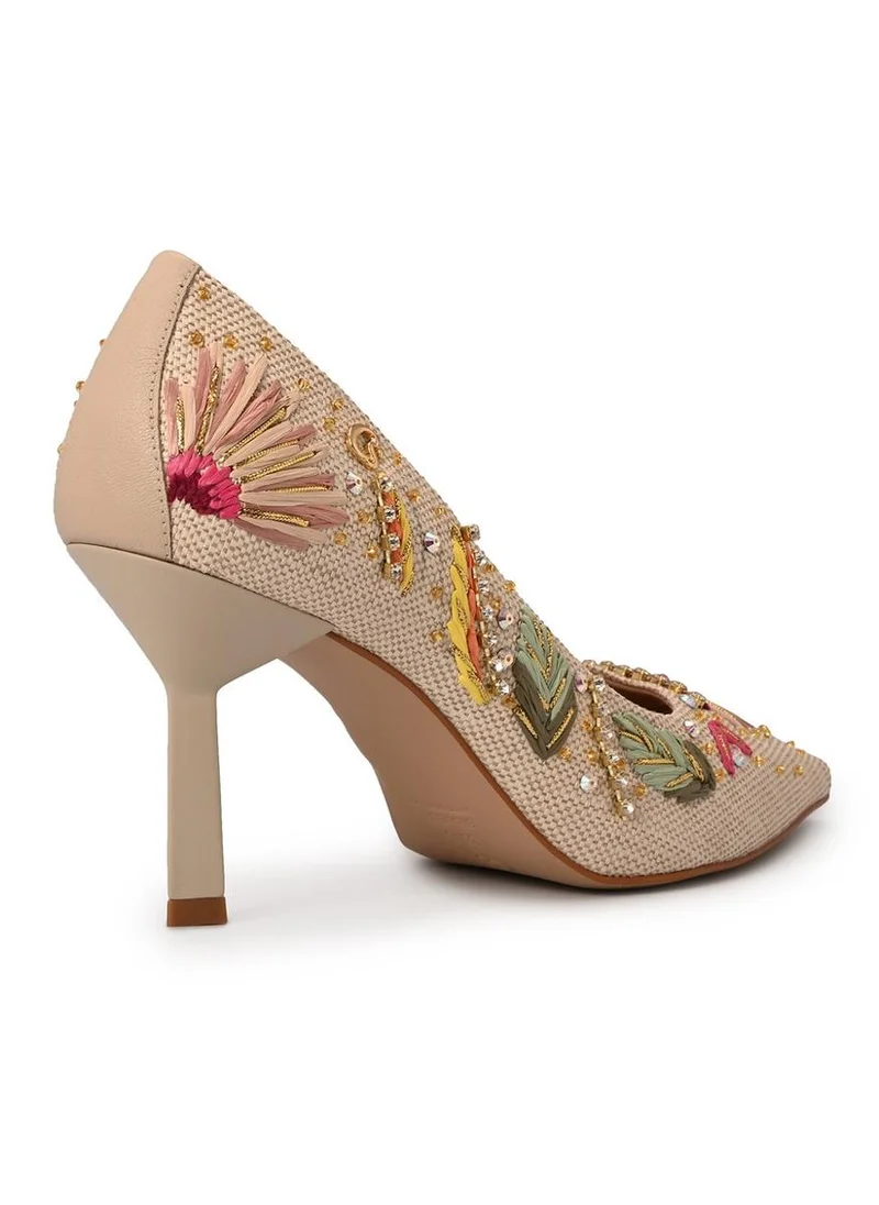 Carmen Steffens  Hazelnut Embroidered Pump for Women | Best Price UAE