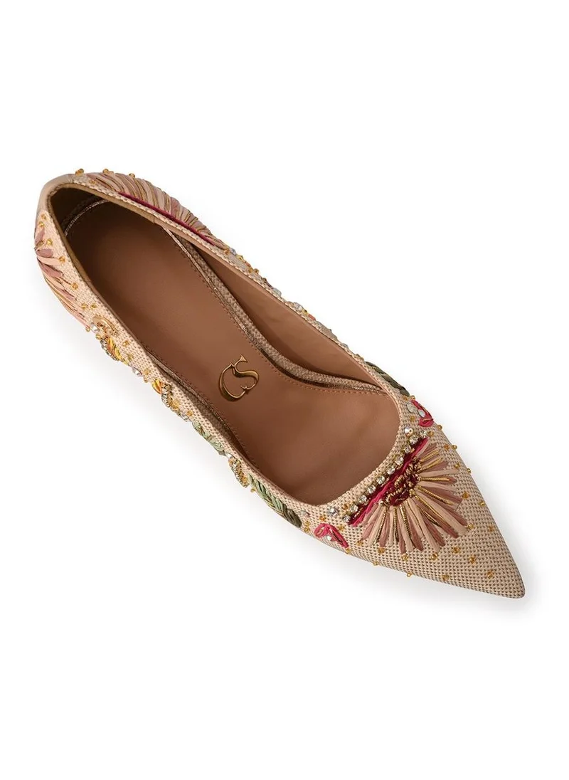 Carmen Steffens  Hazelnut Embroidered Pump for Women | Best Price UAE
