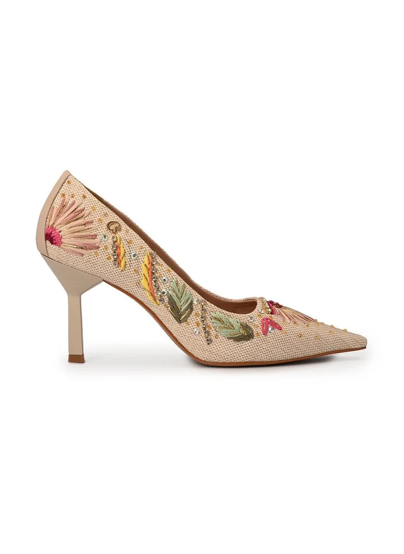 Carmen Steffens Hazelnut Embroidered Pump