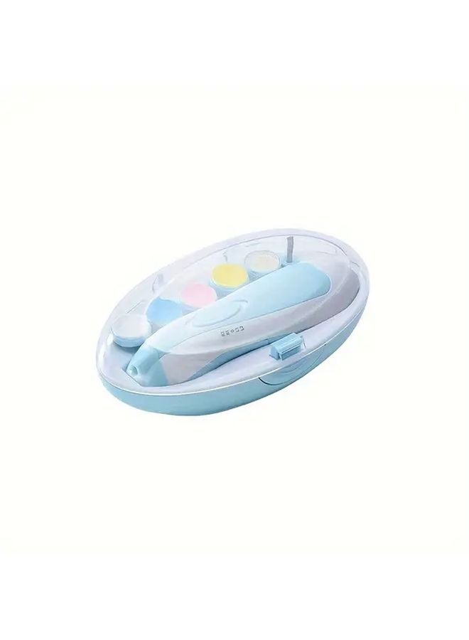 UniCherry 6 In 1 Electric Nail Trimmer Kit Blue With LED Light And 6 Grinding Pads - Image 1