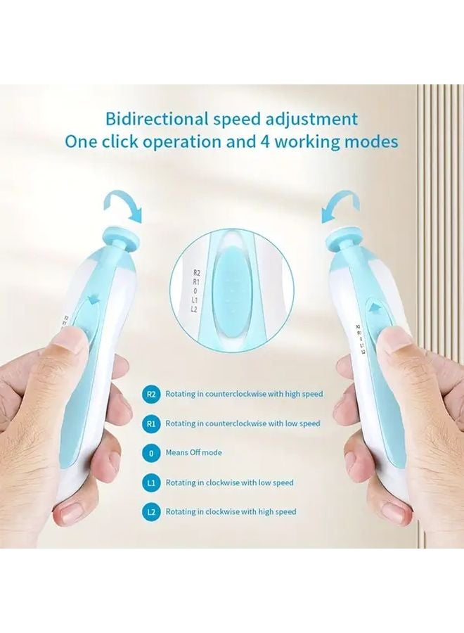 UniCherry 6 In 1 Electric Nail Trimmer Kit Blue With LED Light And 6 Grinding Pads - Image 4