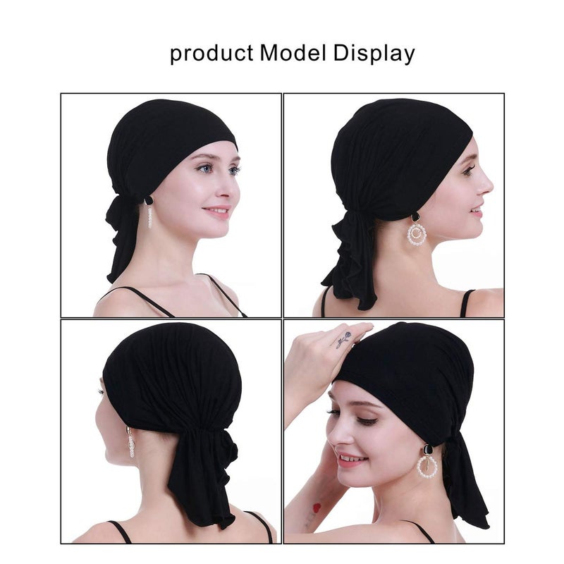 osvyo Chemo Headscarf for Women Hair Loss - Cancer Slip On Headwear Turbans Sealed Packaging Black - Image 2