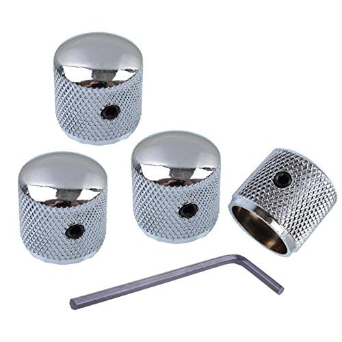 bouti1583 Metal Volume Tone Dome Tone Guitar Speed Control Knobs with Allen Keys Screws Set for Fender Strat Telecaster Gibson Les Paul Electric Guitar or Bass, Chrome Pack of 4 Pcs - Image 2