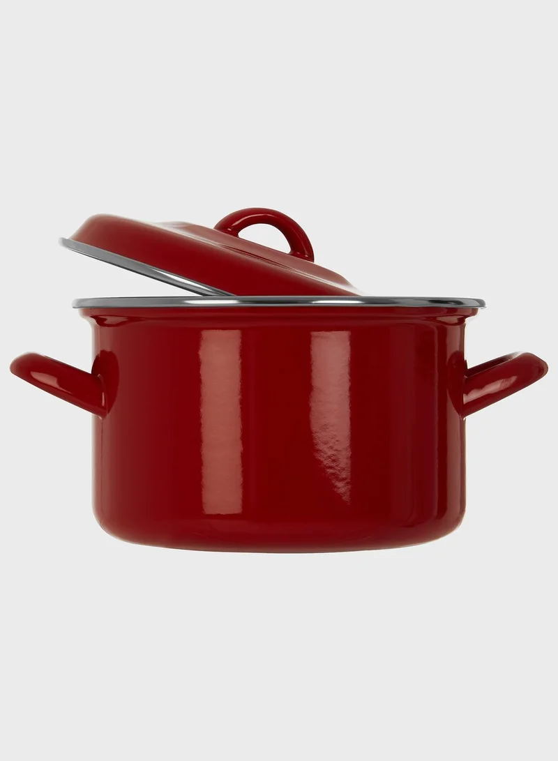 Premier Red Enamel Porter Casserole Dish With Lid 18Cm