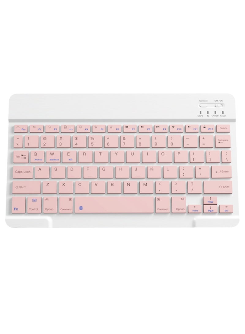 Wireless Bluetooth Rechargeable Keyboard, Multi-Device Universal  , Portable Keyboard, Suitable for iOS Android, Windows iPad, Tablets MacBook (Pink) - Image 1