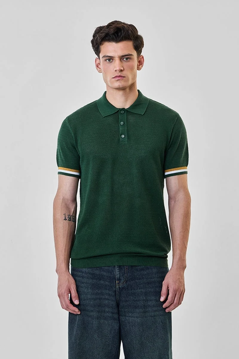 SNITCH 100% Cotton Crochet Polo T-Shirt