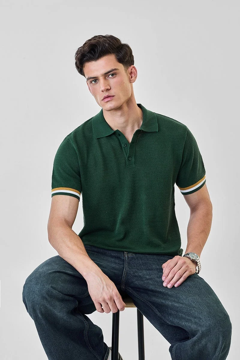 SNITCH 100% Cotton Crochet Polo T-Shirt