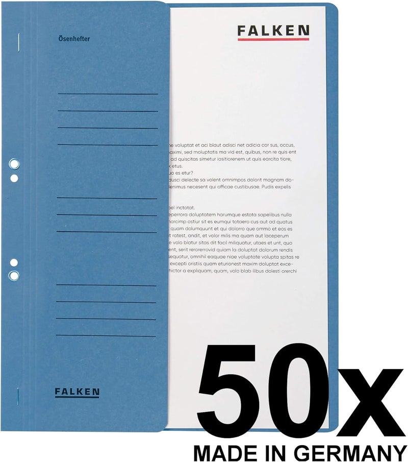 FALKEN Exacompta - Ref 80003809001F - - Eyelet Top-Down Flat Files - A4 (210 x 297mm) in Size, 250gsm Recycled Manilla, Half Cover for Identification - Blue (Pack of 50) - Image 2