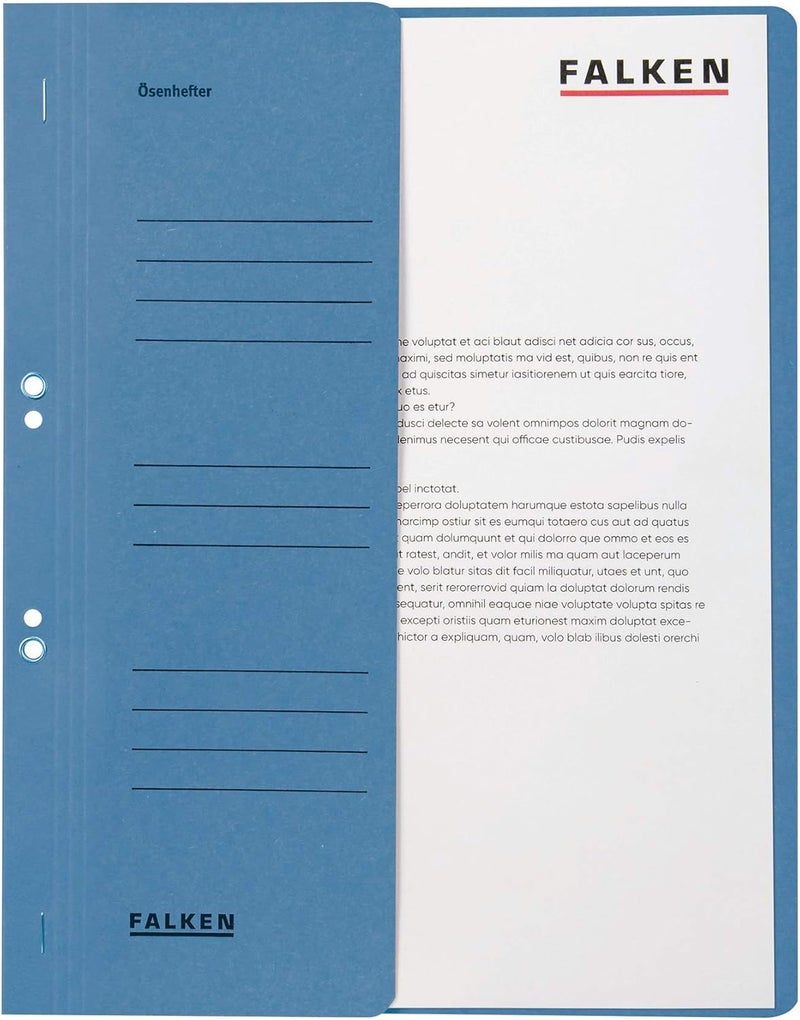 FALKEN Exacompta - Ref 80003809001F - - Eyelet Top-Down Flat Files - A4 (210 x 297mm) in Size, 250gsm Recycled Manilla, Half Cover for Identification - Blue (Pack of 50) - Image 1