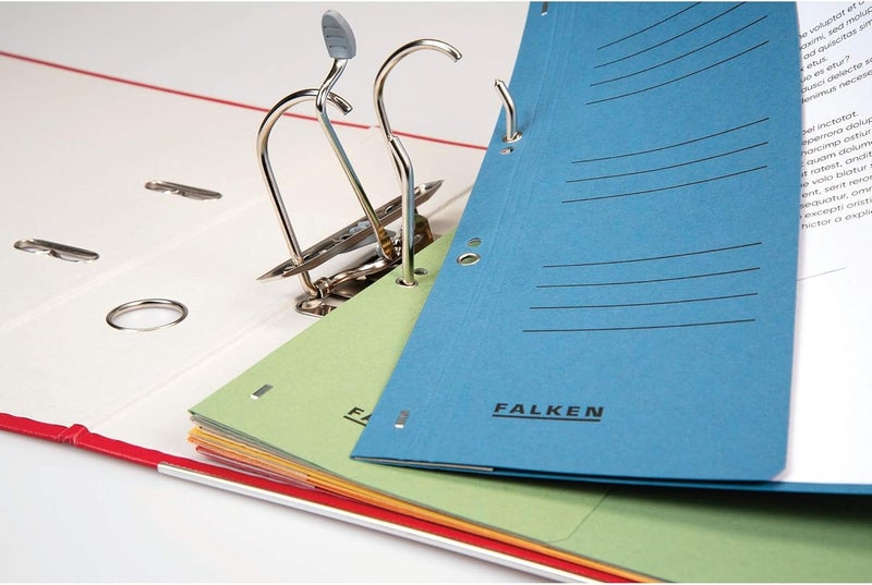 FALKEN Exacompta - Ref 80003809001F - - Eyelet Top-Down Flat Files - A4 (210 x 297mm) in Size, 250gsm Recycled Manilla, Half Cover for Identification - Blue (Pack of 50) - Image 5