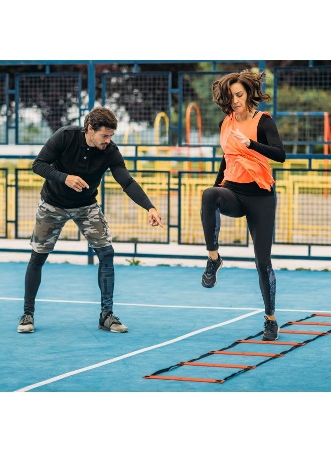 والالا معدات تدريب السرعة وخفة الحركة: ٥ حواجز خفة حركة قابلة للتعديل. سلم خفة حركة بطول ٦٠٠ سم، مجموعة معدات تدريب كرة القدم للأطفال والشباب والبالغين. - Image 4