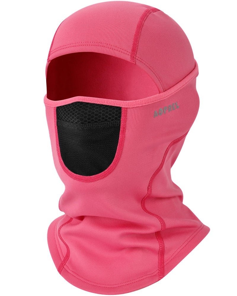 AOPREL Kids Balaclava Ski Mask with Breathable Holes, Windproof Fleece Full Face Mask for Cold Weather Boys Girls Rose Pink - Image 1