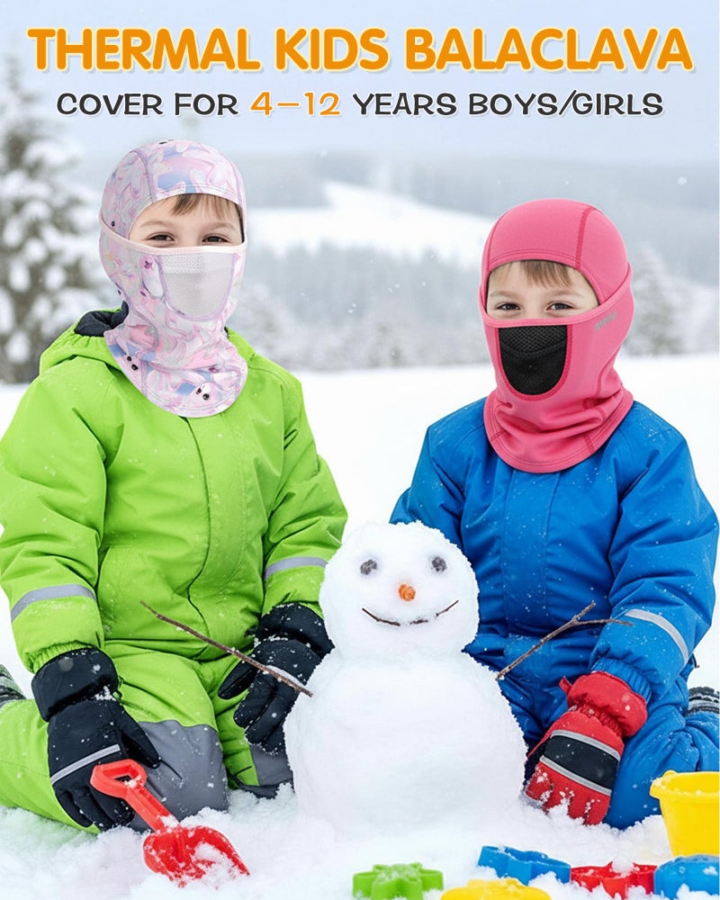 AOPREL Kids Balaclava Ski Mask with Breathable Holes, Windproof Fleece Full Face Mask for Cold Weather Boys Girls Rose Pink - Image 5