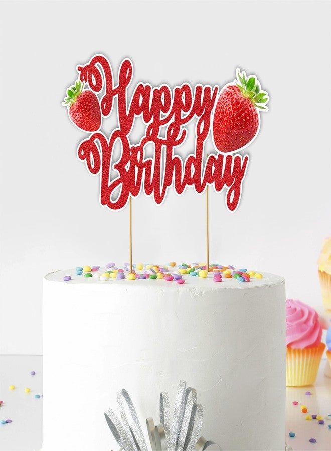 Seyal® Real Strawberry Happy Birthday Cake Topper - Image 1