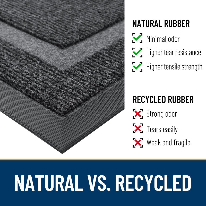 OLANLY Half Circle Door Mat Indoor Outdoor Entrance Welcome, Waterproof All-Season, All-Weather Doormat, Sturdy Natural Rubber, Low Profile, Easy Clean Patio Porch Entryway Mat, 29.5x17, Grey - Image 5