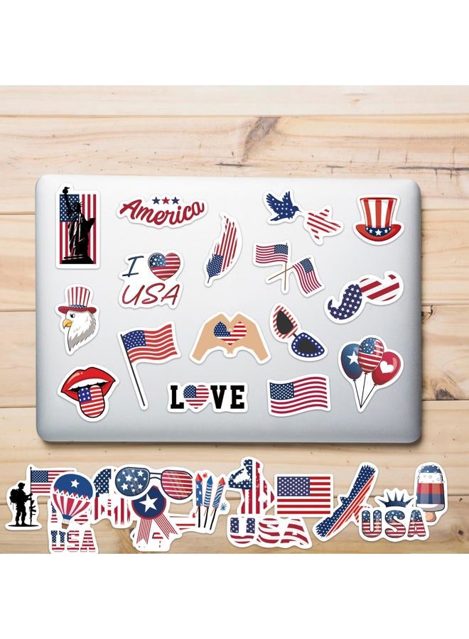 Robmoda 50 PCS American Flag Stickers for Water Bottle, USA Patriotic Aesthetics Waterproof Vinyl Laptop Decals, Phone Case Scrapbook Skateboard Luggage Teens Adults Activity Party Decor - Image 4