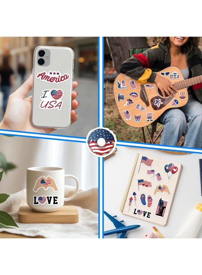 Robmoda 50 PCS American Flag Stickers for Water Bottle, USA Patriotic Aesthetics Waterproof Vinyl Laptop Decals, Phone Case Scrapbook Skateboard Luggage Teens Adults Activity Party Decor - Image 2