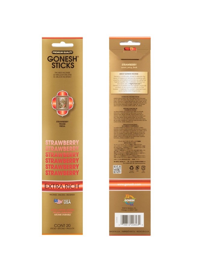 Gonesh Collection Strawberry - 4 Pack-Extra Rich Incense, 80 Count,Gold - Image 2