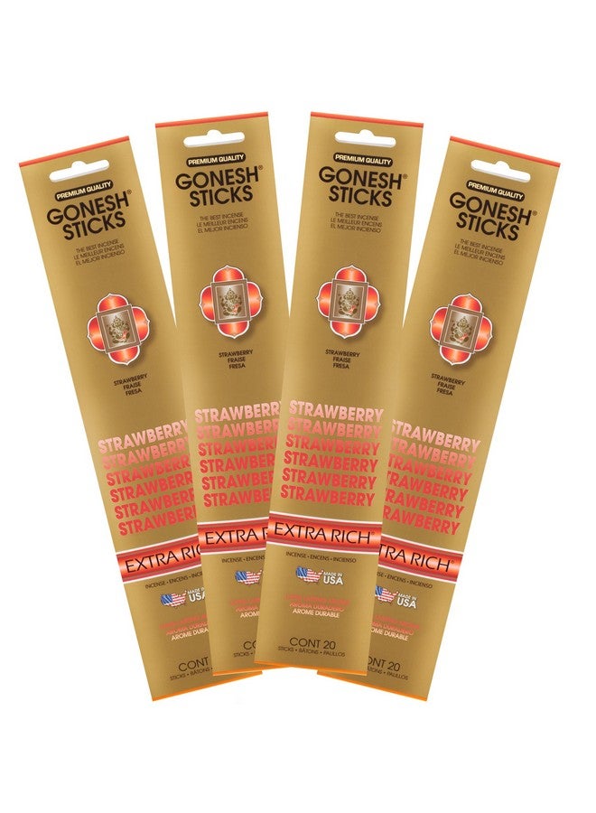 Gonesh Collection Strawberry - 4 Pack-Extra Rich Incense, 80 Count,Gold - Image 1