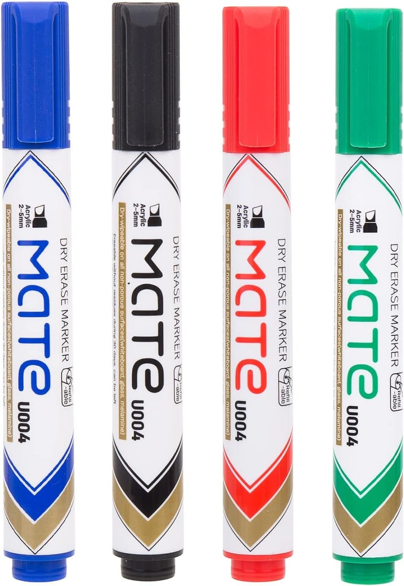 Deli Whiteboard Marker, Low Odor Dry Erase Marker, Chisel Tip Markers, Presentation Supplies For School, Home, Office, Easy To Erase And Refillable, Pack Of 4 - Image 1