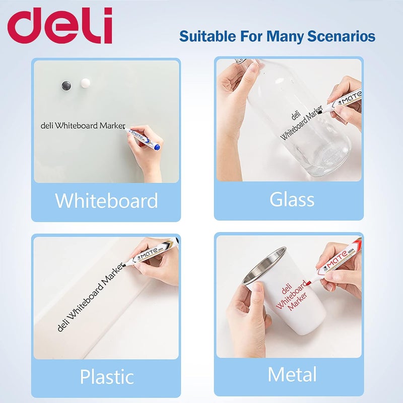Deli Whiteboard Marker, Low Odor Dry Erase Marker, Chisel Tip Markers, Presentation Supplies For School, Home, Office, Easy To Erase And Refillable, Pack Of 4 - Image 4