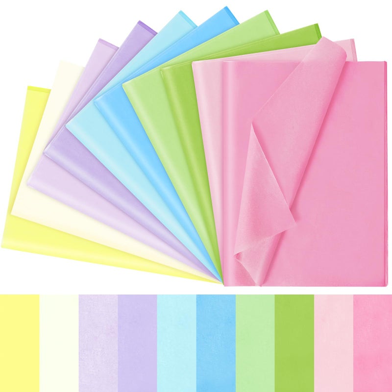 Laidans 120 Sheets Pastel Tissue Paper for Gift Bags Wrapping, Art Tissue Paper Bulk for Weddings Birthday Party Crafts Decoration, 10 Colors - Image 1