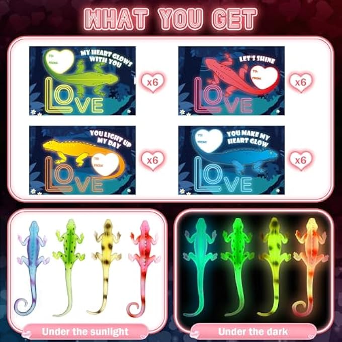 AuroTops Valentine cards for kids classroom, Dark Lizards to Stretch Stress Relief Fidget Toy - Image 2
