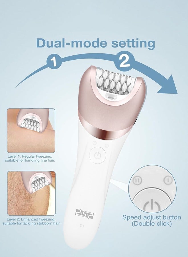 DSP Epilator for Women, 5-in-1 Epilators Hair Removal for Leg Arm with 2 Speeds & LED Light,Cordless Electric Lady Shaver,Trimmer,Facial Brush,Face Massage and Body Exfoliator for Face, Chin, Arm, Leg, Armpit, Bikini,70019U - Image 5