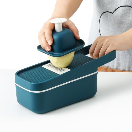 Furret Multifunction Mandoline Slicer – 4 Blade Vegetable Cutter for Potato, Carrot, Cucumber, Fruits – with Drain Basket, Hand Guard & Storage Box – Compact Kitchen Gadget - Image 1