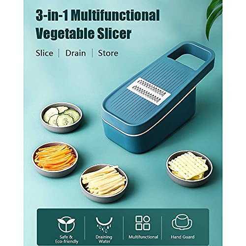 Furret Multifunction Mandoline Slicer – 4 Blade Vegetable Cutter for Potato, Carrot, Cucumber, Fruits – with Drain Basket, Hand Guard & Storage Box – Compact Kitchen Gadget - Image 5