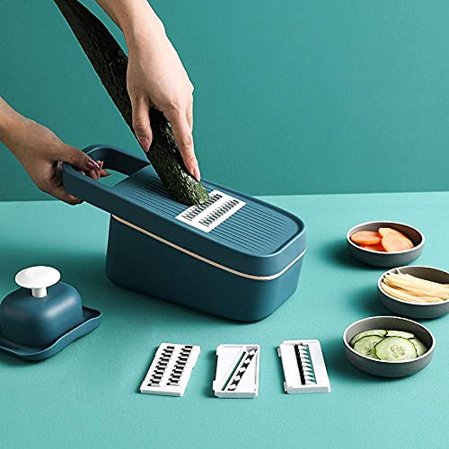 Furret Multifunction Mandoline Slicer – 4 Blade Vegetable Cutter for Potato, Carrot, Cucumber, Fruits – with Drain Basket, Hand Guard & Storage Box – Compact Kitchen Gadget - Image 4