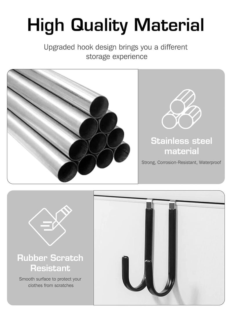 4 Packs Black Heavy-Duty Over the Door Hooks with Rubber Protection - Thickened for Clothes, Towels - Image 3