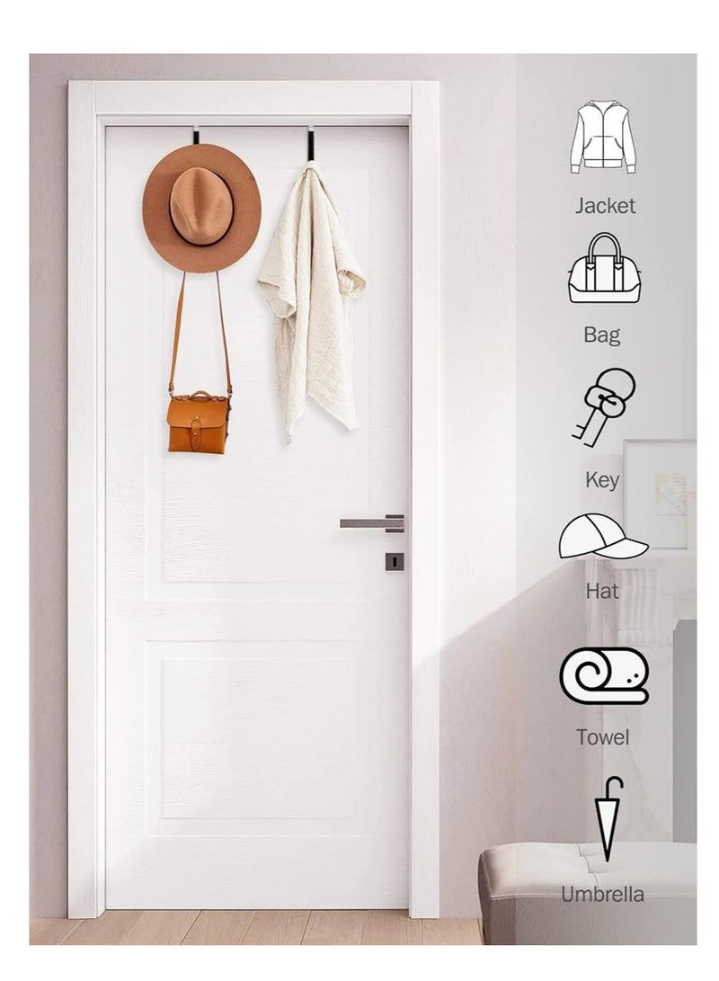 4 Packs Black Heavy-Duty Over the Door Hooks with Rubber Protection - Thickened for Clothes, Towels - Image 4