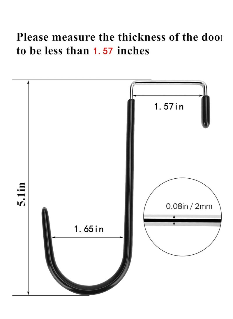 4 Packs Black Heavy-Duty Over the Door Hooks with Rubber Protection - Thickened for Clothes, Towels - Image 2