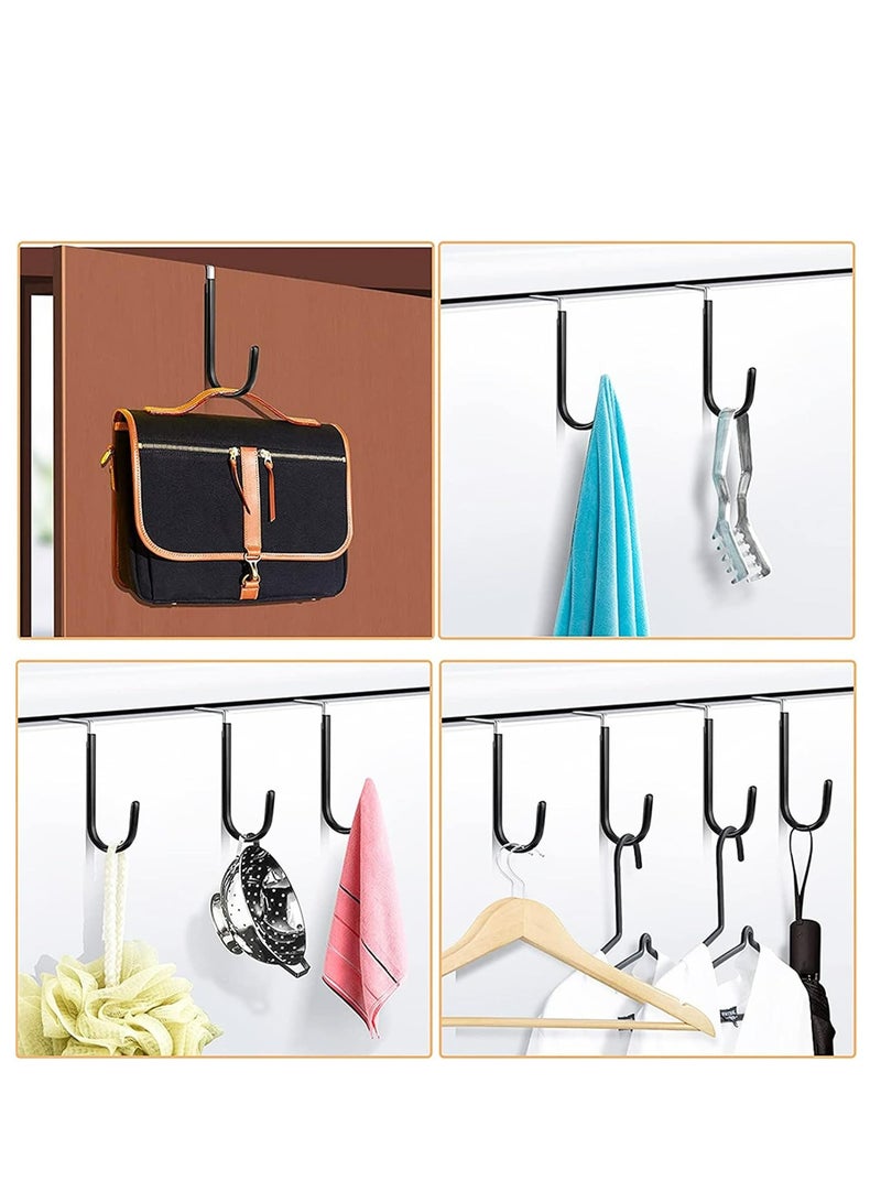 4 Packs Black Heavy-Duty Over the Door Hooks with Rubber Protection - Thickened for Clothes, Towels - Image 5