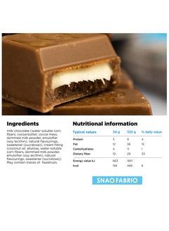 Snaq Fabriq Milky Chocolate Bar with Milk Chocolate and Cream Filling No Sugar Added 16x34g  - Image 5