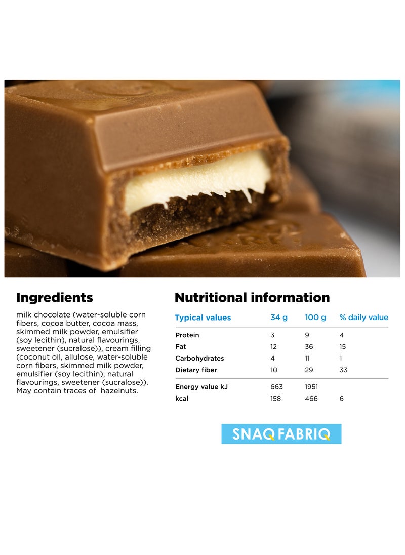 Snaq Fabriq - Milky Chocolate Bar with Milk Chocolate and Cream Filling No Sugar Added 16x34g - Image 1