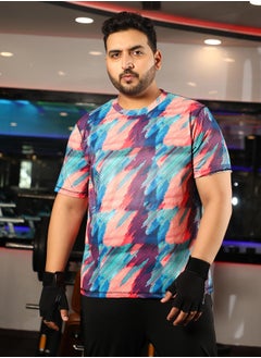 Instafab Plus Men's Multicolour Vertical Abstract Activewear T-Shirt  - Image 2