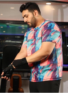 Instafab Plus Men's Multicolour Vertical Abstract Activewear T-Shirt  - Image 3