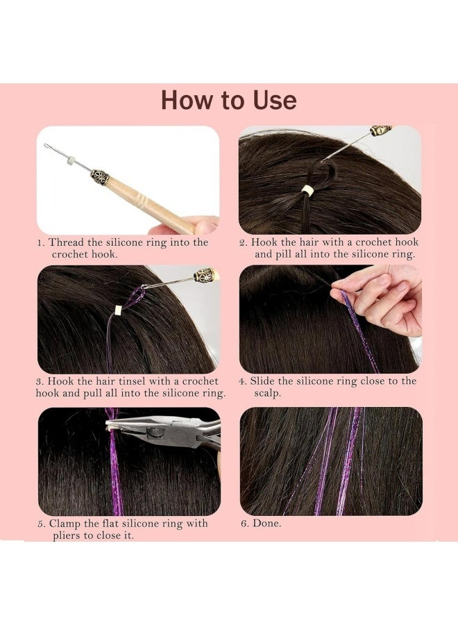 Hair Tinsel, Fairy Tinsel Hair Extensions with 16 Colors 35In 2400 Strands Hair Tinsel Heat Resistant, Glitter Hair Extensions for Women, Hair Accessories for Halloween Christmas Cosplay Party - Image 3