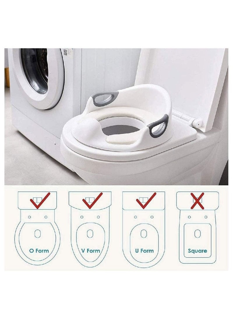 Delfino Potty Training Toilet Seat for Kids Toddlers Boys Girls Toilet Trainer Ring with Handle with Backrest Grey - Image 4