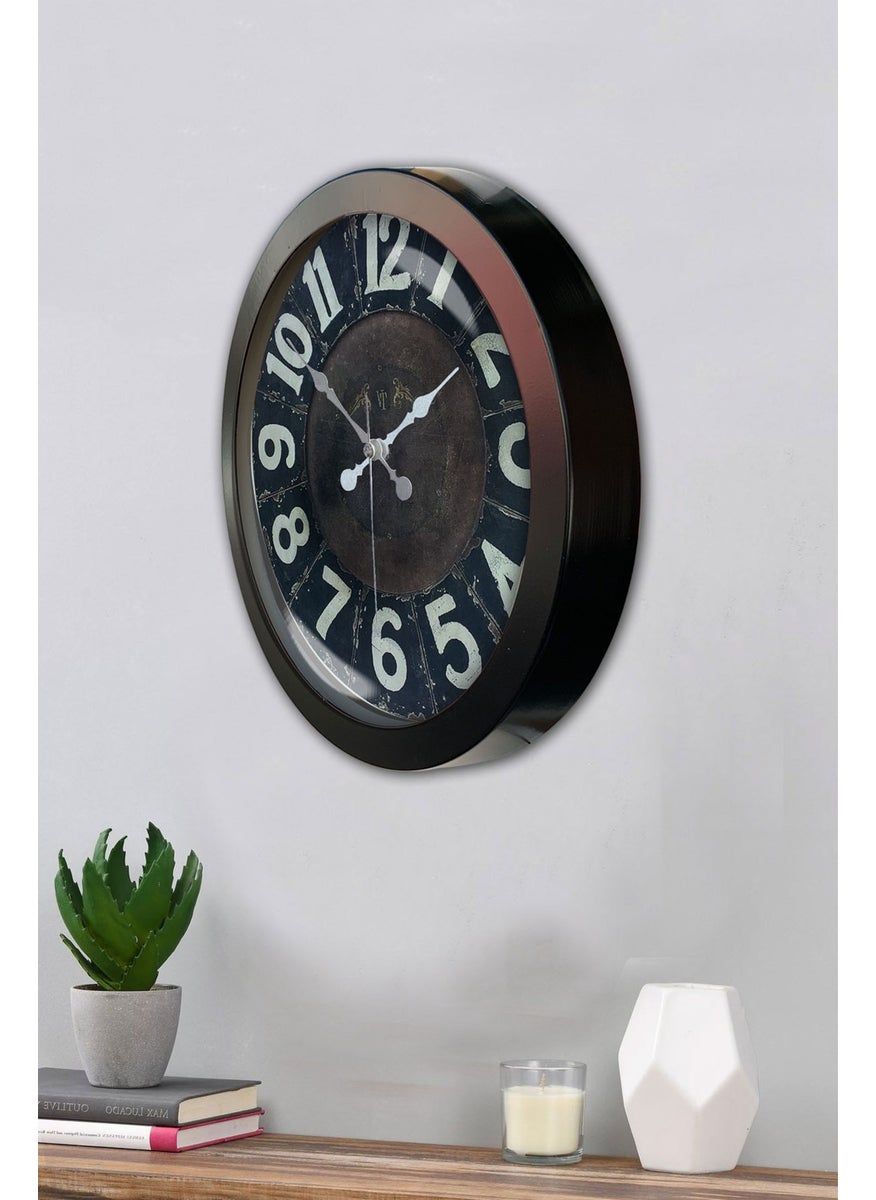 Platin Saat Platinum Clock 36 cm Black Metal Retro Wall Clock  - Image 3