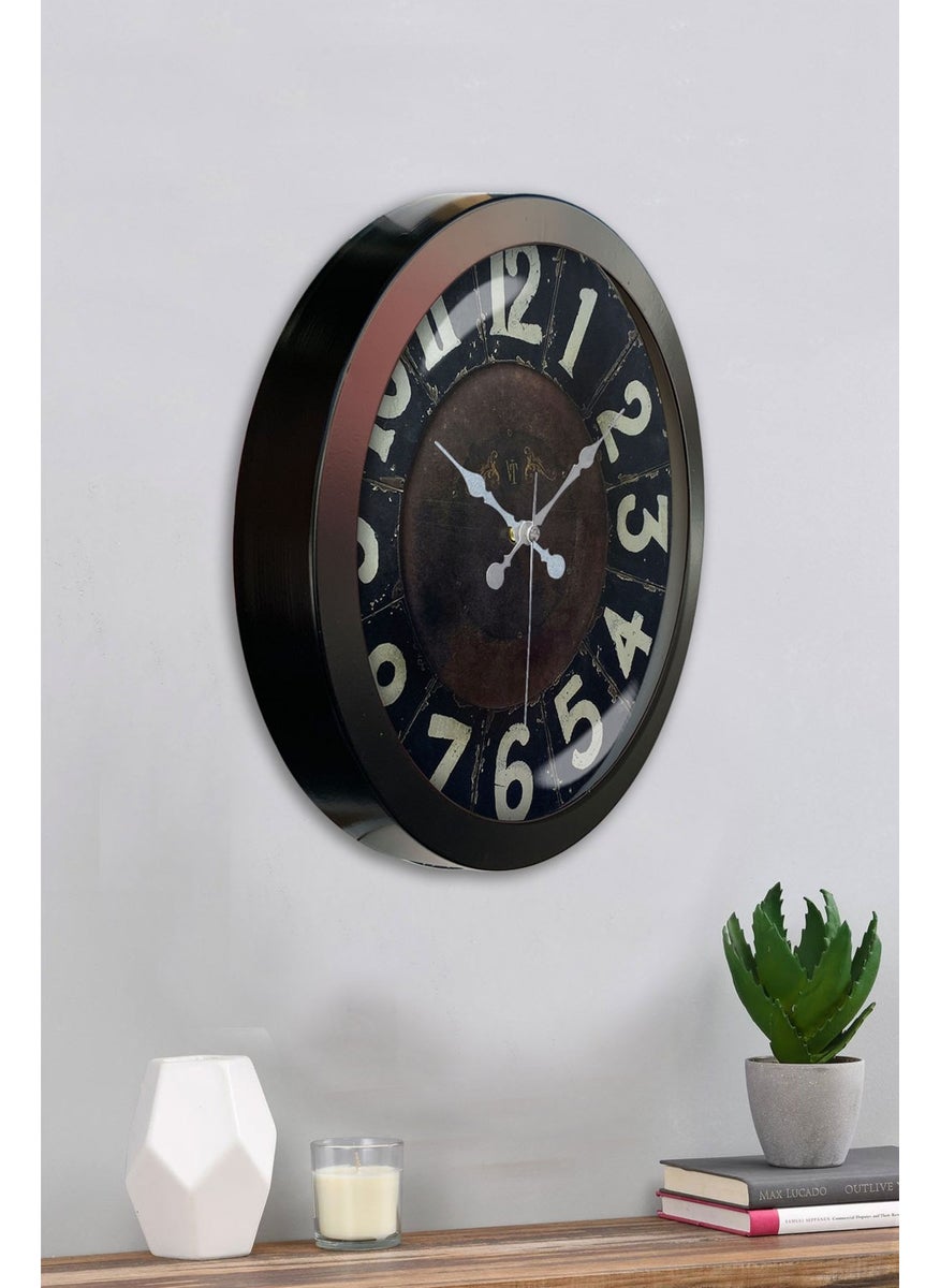 Platin Saat Platinum Clock 36 cm Black Metal Retro Wall Clock  - Image 4